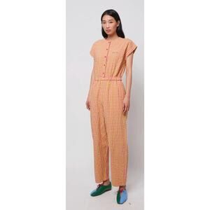 Bobo Choses Vichy Relaxed Gingham Jumpsuit in Pink & Yellow Size Medium